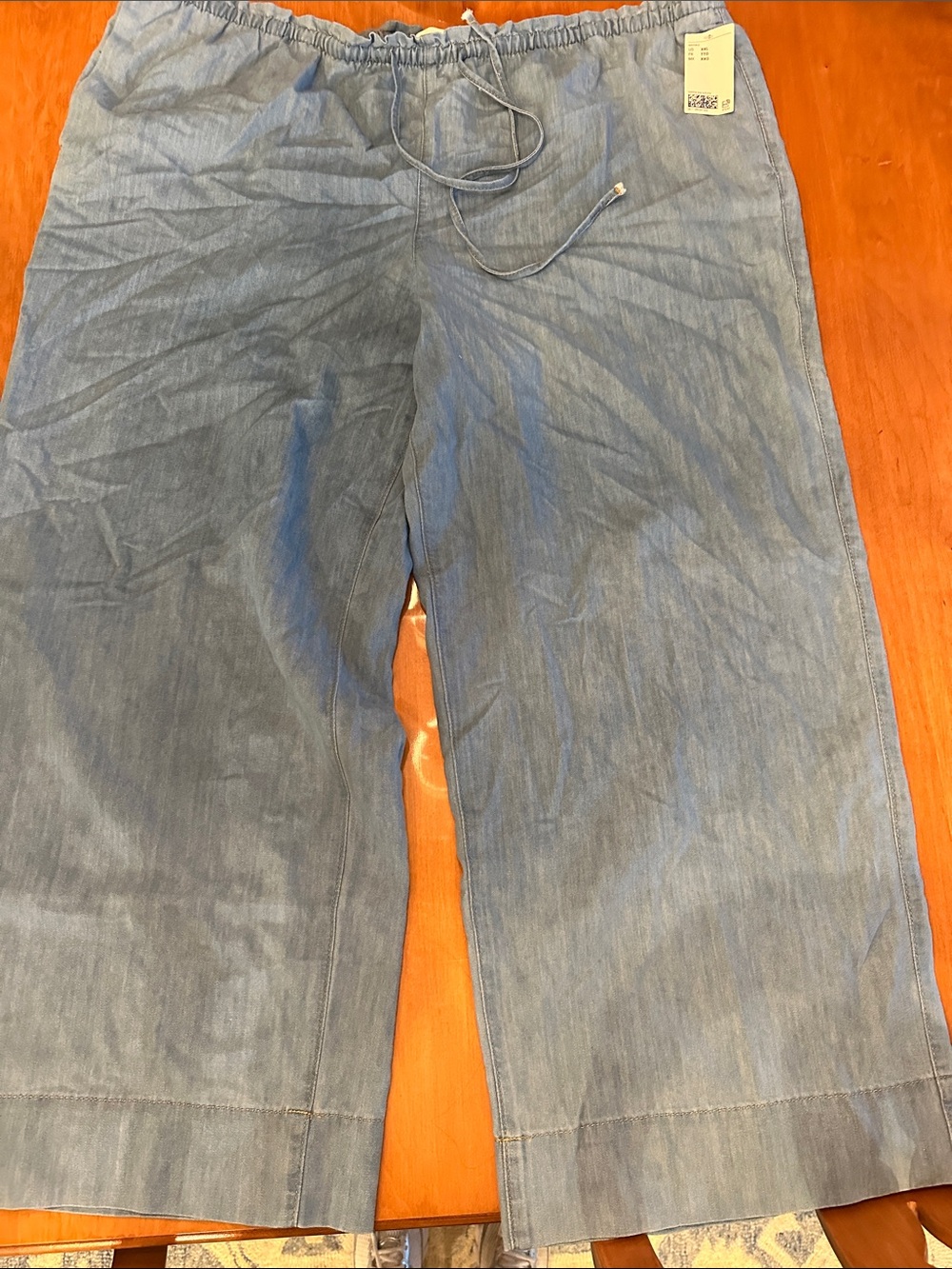 H&M Light Denim Wide-Leg Drawstring Jeans